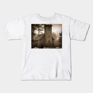 Little Brown Church In Sepia Kids T-Shirt